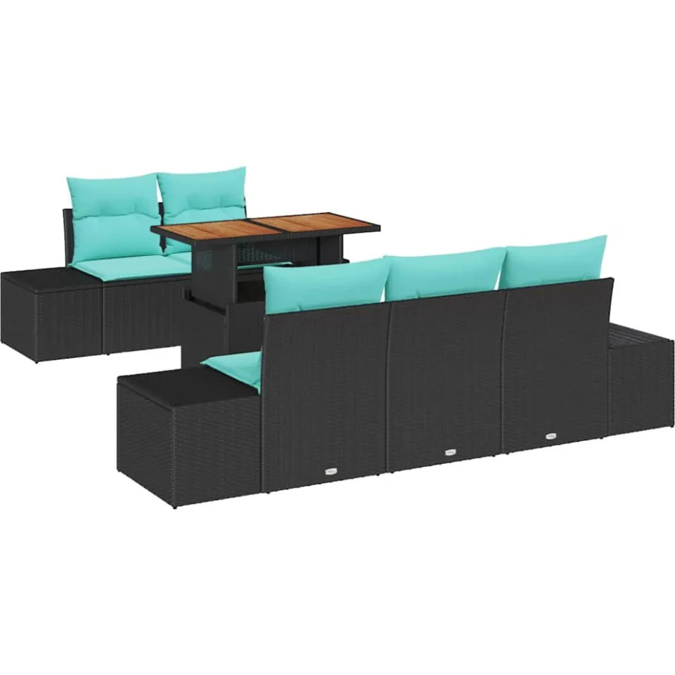 vidaXL Tuin Sofa Set 6 st Zwart Poly riet