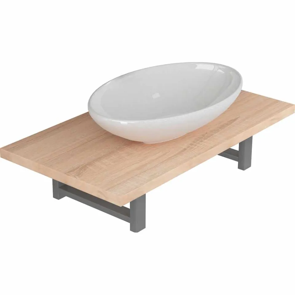 vidaXL 2-delige Badkamermeubelset keramiek eikenkleurig Bruin