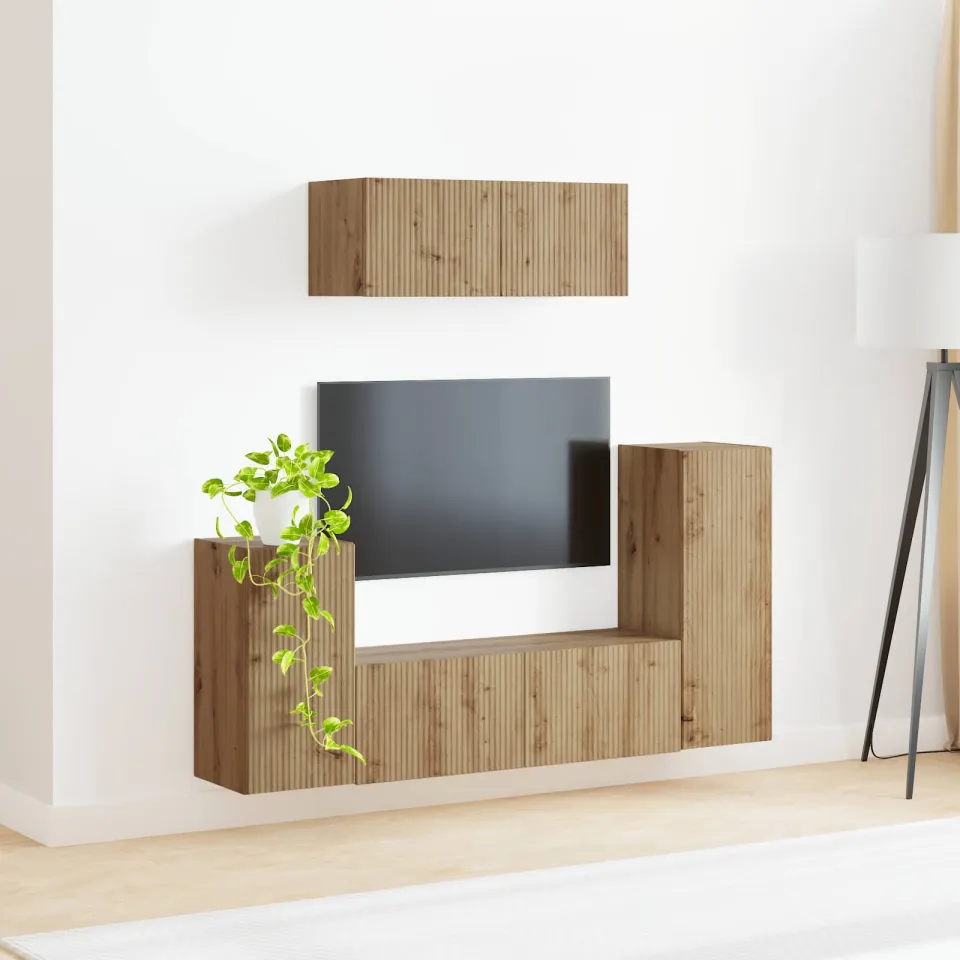 vidaXL Tv-meubelset 4 st Artisan Eiken Bewerkt hout, foto 4