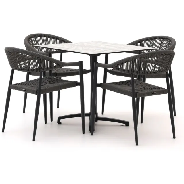 Manifesto Furniture Manifesto Belpasso/Canzo 80cm dining tuinset 5-delig stapelbaar inklapbaar Grijs