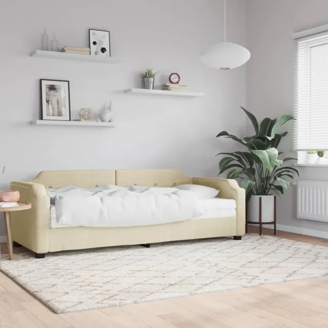 vidaXL Slaapbank met matras 100x200 cm stof crèmekleurig