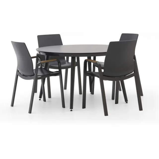 Hartman tuinmeubelen Hartman Flow/Sophie Studio ø128cm dining tuinset 5-delig grijs, foto 2