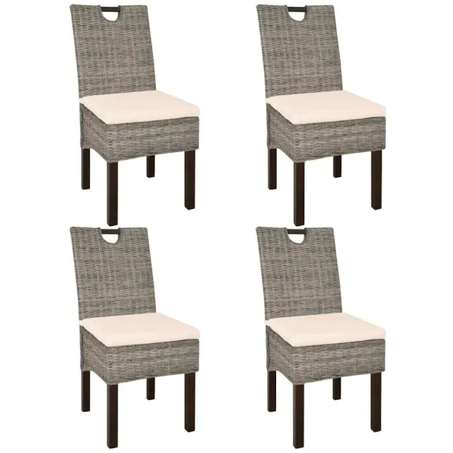 vidaXL Eetkamerstoel 4 st kubu rattan mangohout Bruin