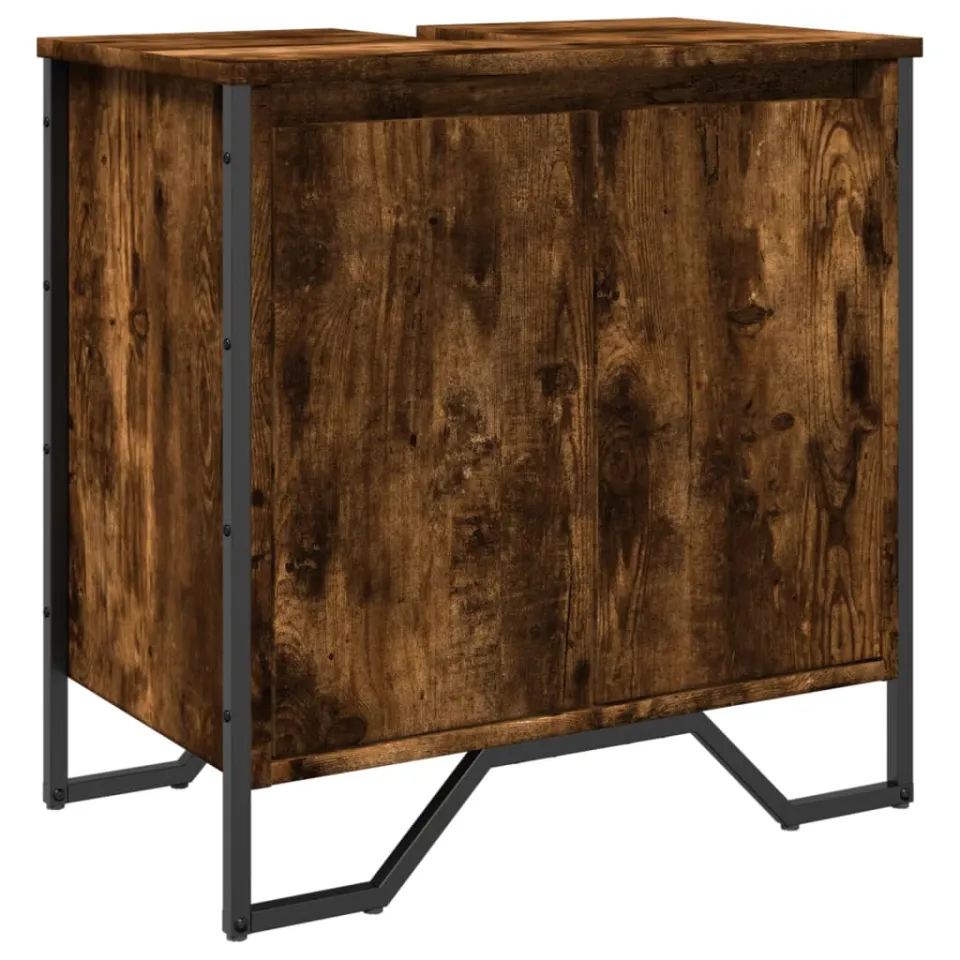 vidaXL Wastafelkast 60x35x60 cm bewerkt hout gerookt eikenkleurig, foto 3