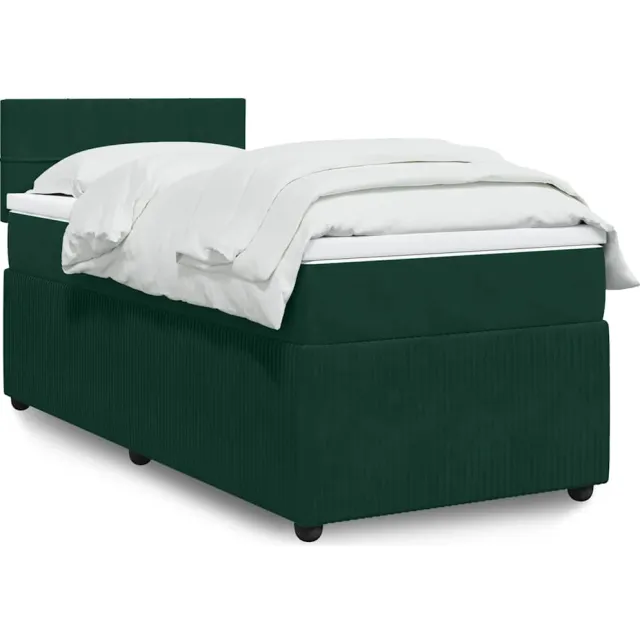 vidaXL Boxspring met matras fluweel donkergroen 100x200 cm groen