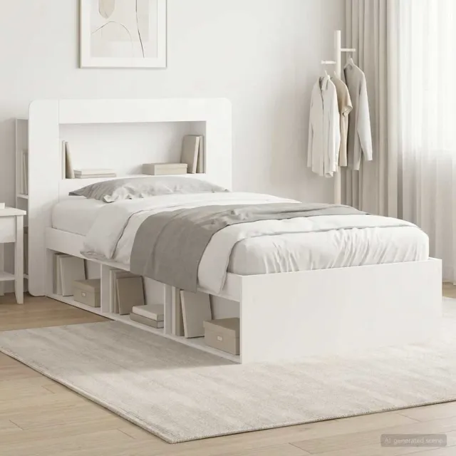 vidaXL Bedframe met opslag Wit 90 x 190 cm Bewerkt hout