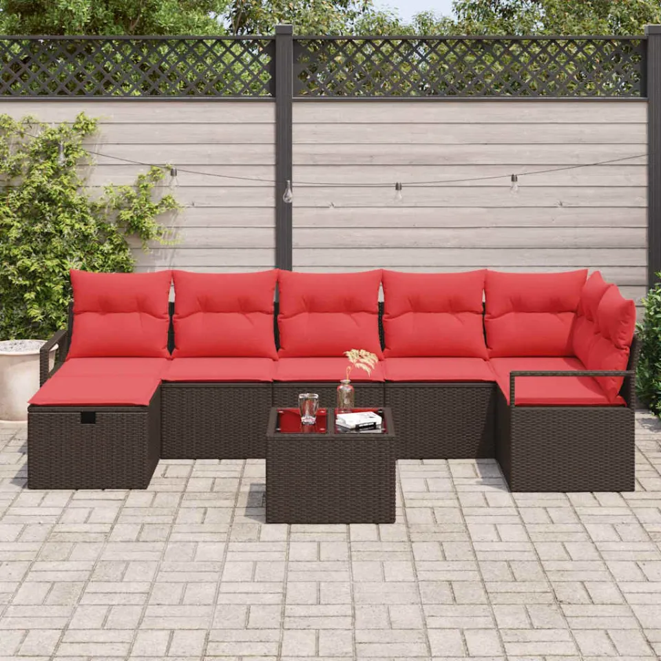 vidaXL Bankstel 5 st poly rattan bruin, foto 3