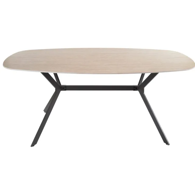 Nest of Nora Eettafel Nino - Deens ovaal 180 cm - Keramiek travertijn-stijl Zwart