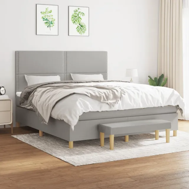 vidaXL Boxspring met matras stof lichtgrijs 180x200 cm grijs