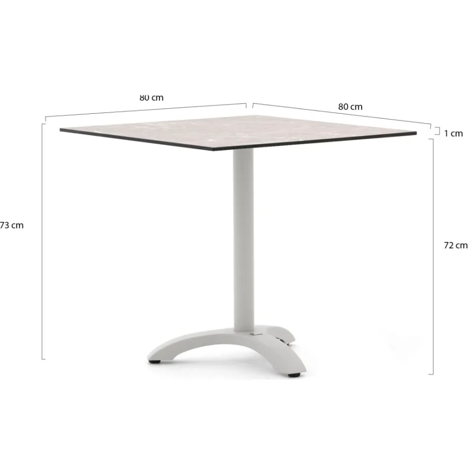 Bellagio tuinmeubelen Bellagio Lisio tuintafel 80x80x73cm wit, foto 2