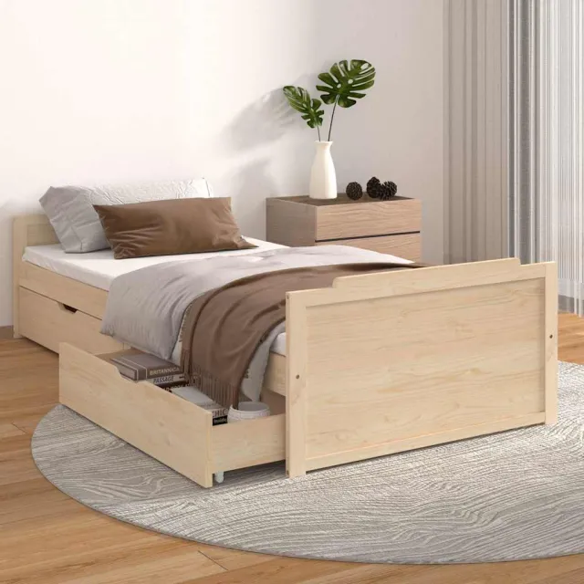 vidaXL Bedframe met lades massief grenenhout 90x200 cm Bruin