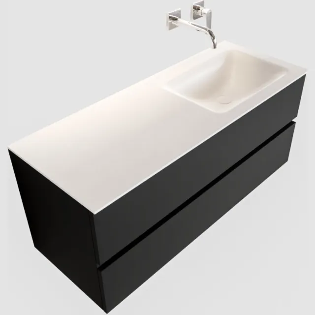 Boss & Wessing Badkamermeubel Solid Surface BWS Oslo 120x45 cm Mat Zwart Urban Rechts (0 kraangaten)