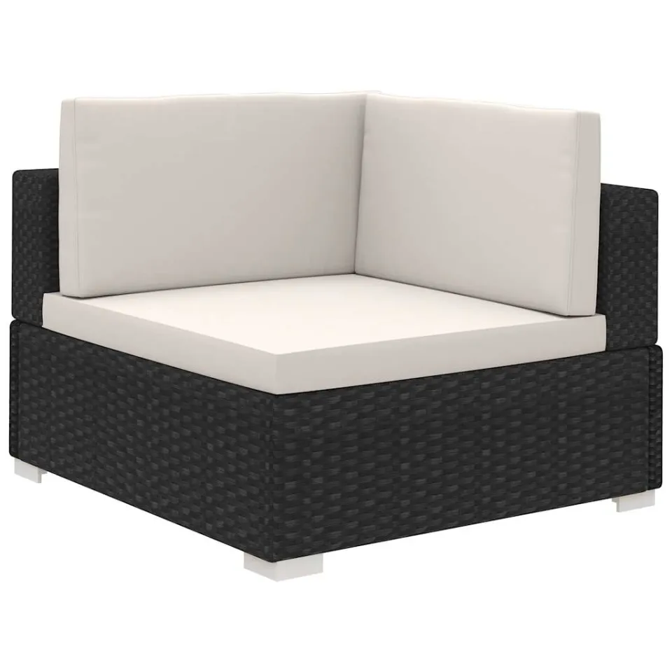 vidaXL 6-delige Loungeset met kussens poly rattan zwart, foto 4