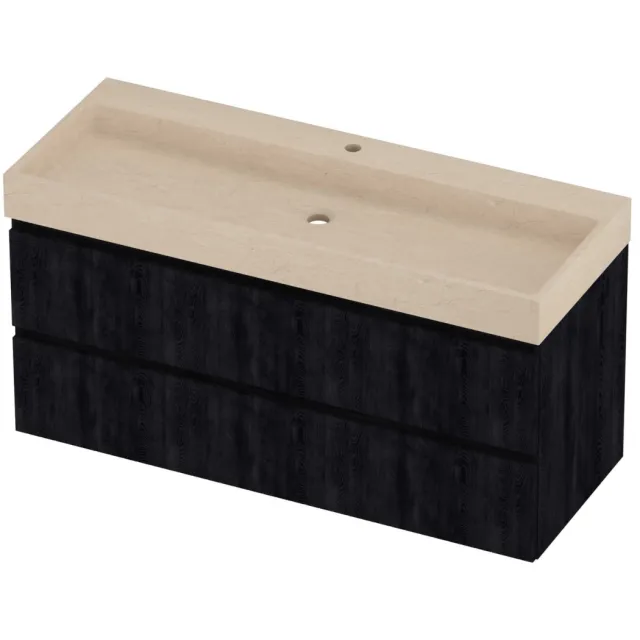 Proline Evoli Badmeubelset Hardsteen Loft 1 Kraangat 120x46x62 cm Sand Stone Charcoal Oak Eiken