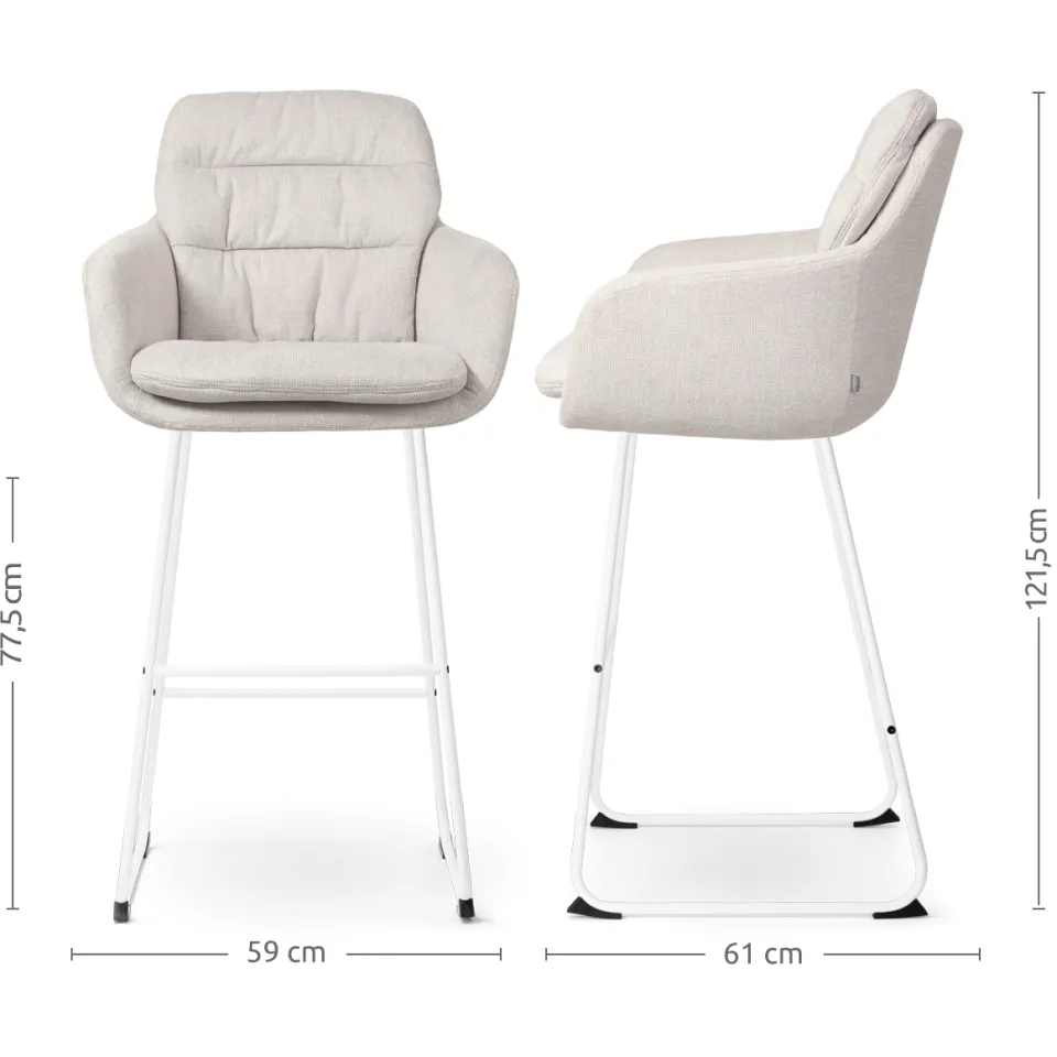 Nolon Nino-Mia barkruk beige - wit onderstel - 75 cm, foto 3