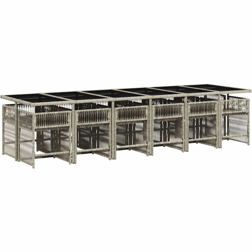 vidaXL 13-delige Tuinset met kussens poly rattan lichtgrijs