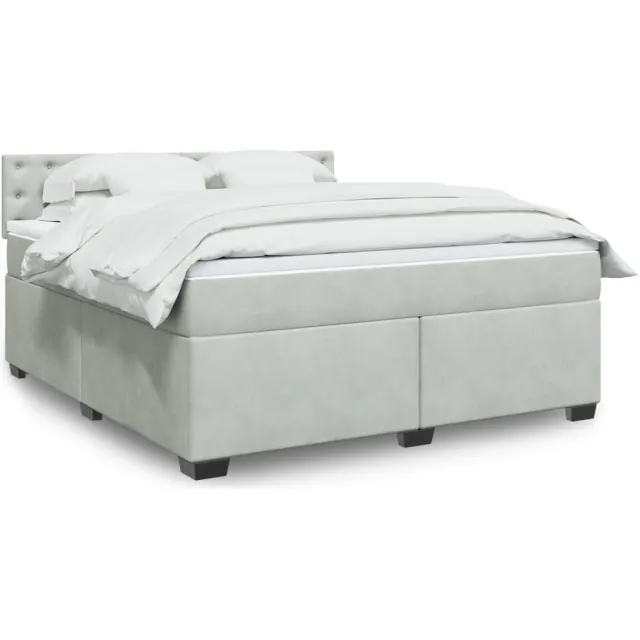vidaXL Boxspring met matras fluweel lichtgrijs 180x200 cm grijs