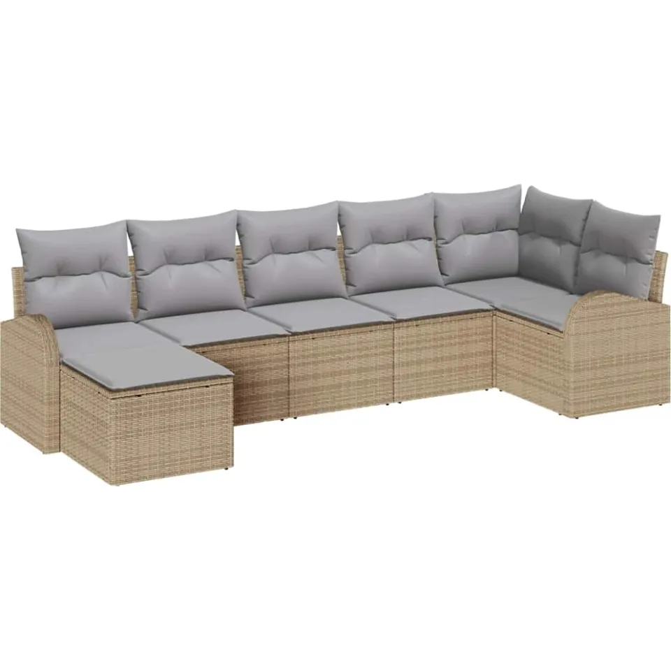 vidaXL Tuin Sofa Set 7 st Beige [Synthetisch]: Poly Rattan