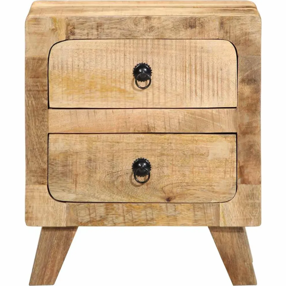 vidaXL Nachtkastje 40x32x46 cm massief ruw mangohout bruin, foto 2