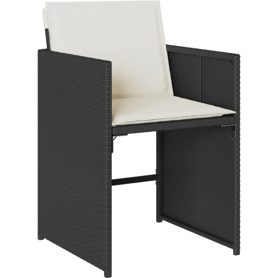vidaXL 11-delige Tuinset met kussens poly rattan zwart