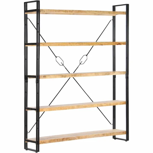 vidaXL Boekenkast met 5 schappen 140x30x180 cm massief mangohout Bruin