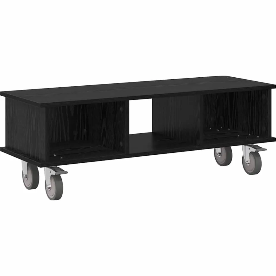 vidaXL TV-standaard 100 x 35 x 35 cm Zwart Eiken Bewerkt hout, foto 3