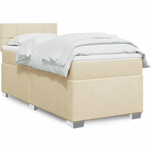 vidaXL Boxspring met matras stof crèmekleurig 90x200 cm