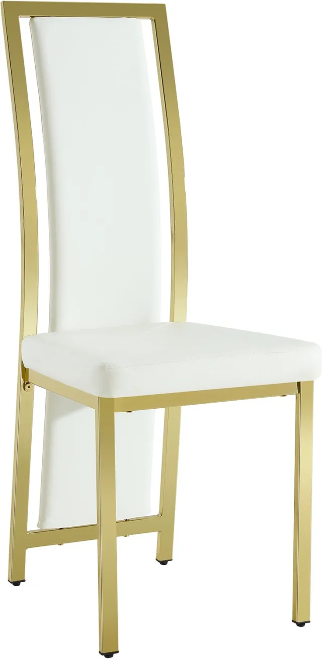 MUVANO Witte eetkamerstoelen set van 2 - Hoge gebogen rugleuning - PU-kunstleer en goudkleurig metalen frame - 109 cm hoog - Voor eetkamer en bureau
