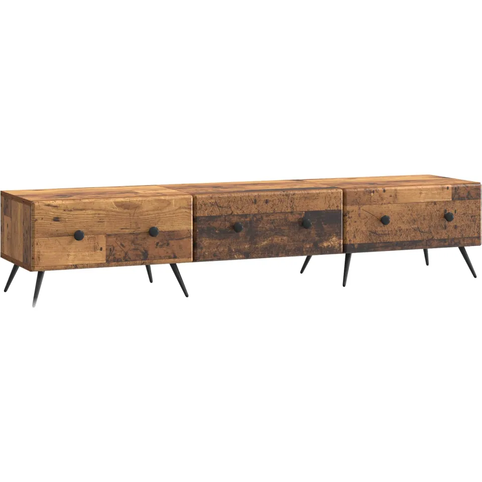vidaXL TV-kast met lade Oud hout 147 x 34,5 x 30 cm Bewerkt hout bruin, foto 3
