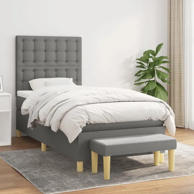 vidaXL Boxspring met matras stof donkergrijs 80x200 cm grijs