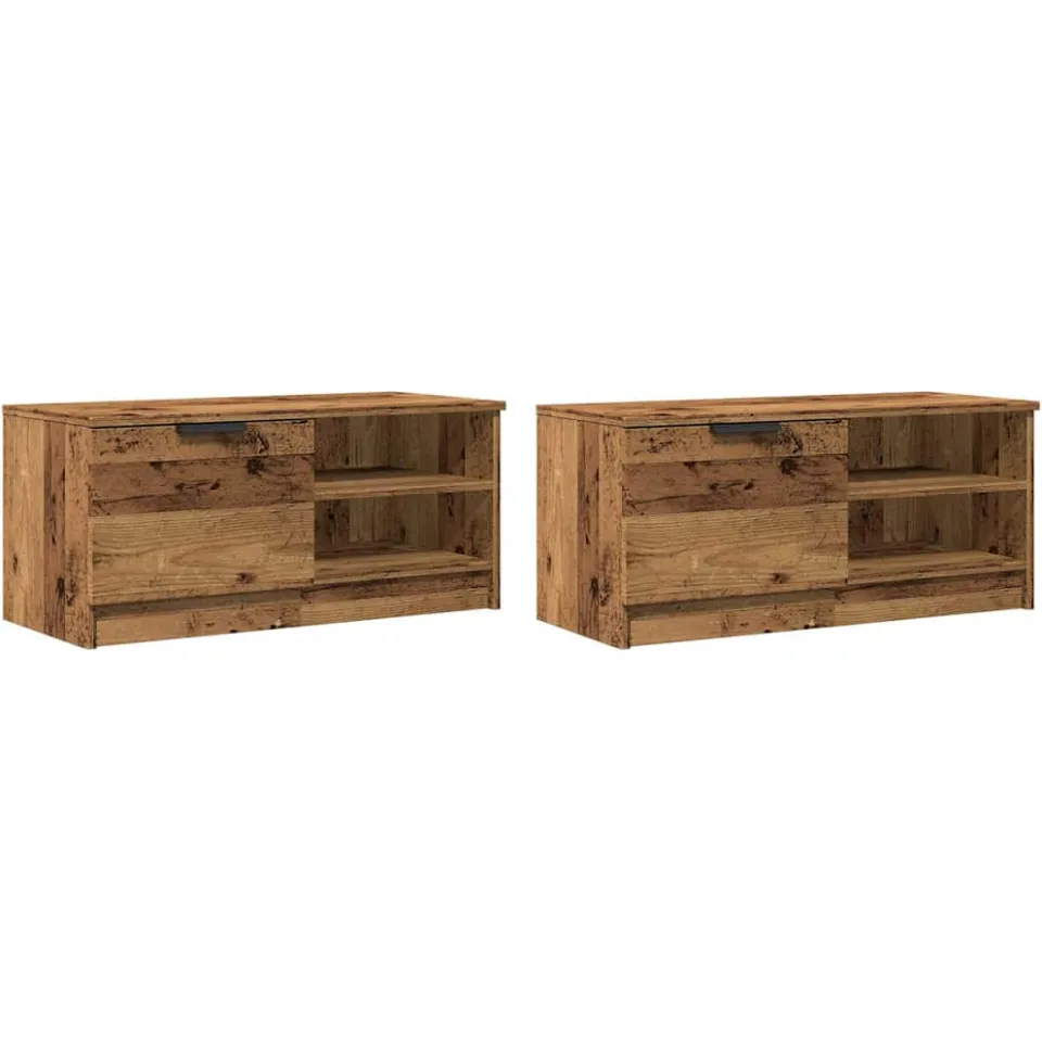 vidaXL Tv-meubels 2 st 80x35x36,5 cm bewerkt hout oud houtkleurig bruin, foto 4