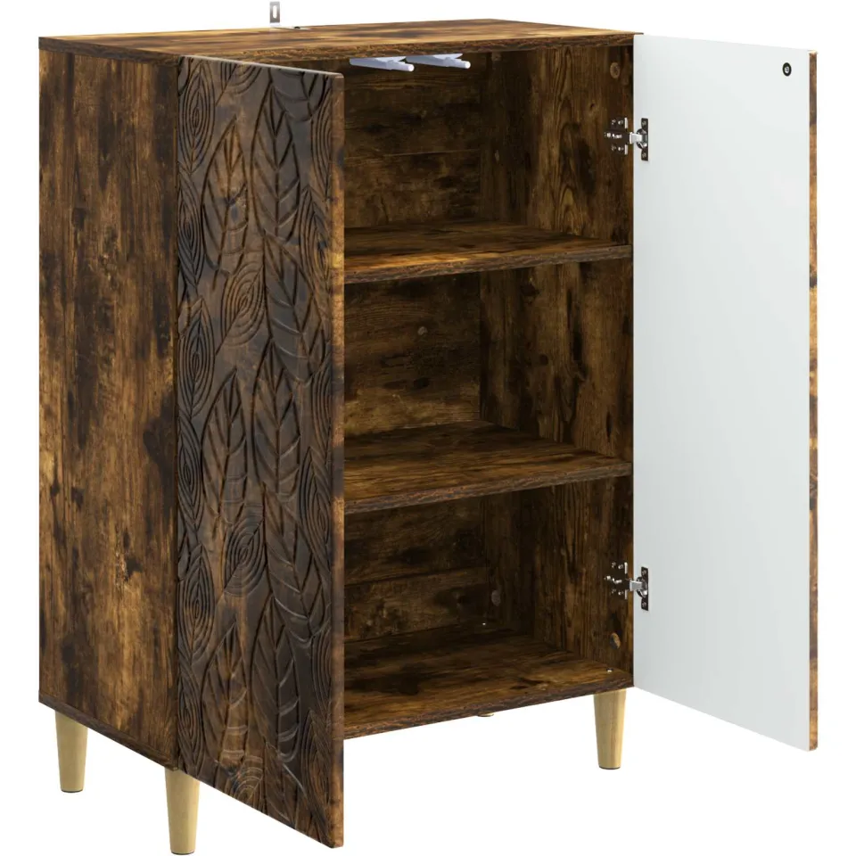 vidaXL Dressoir Gerookt eiken 66 x 34,5 x 90 cm Bewerkt hout, foto 4