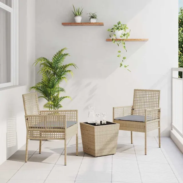 vidaXL Tuin Bistro Set 3 st Beige poly rattan