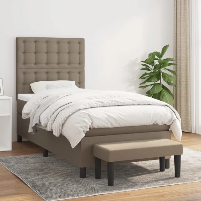 vidaXL Boxspring met matras stof taupe 90x190 cm