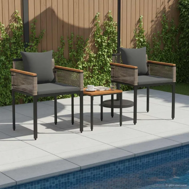 vidaXL Buitenmeubelset met kussen Grijs en Donkergrijs poly rattan, foto 2