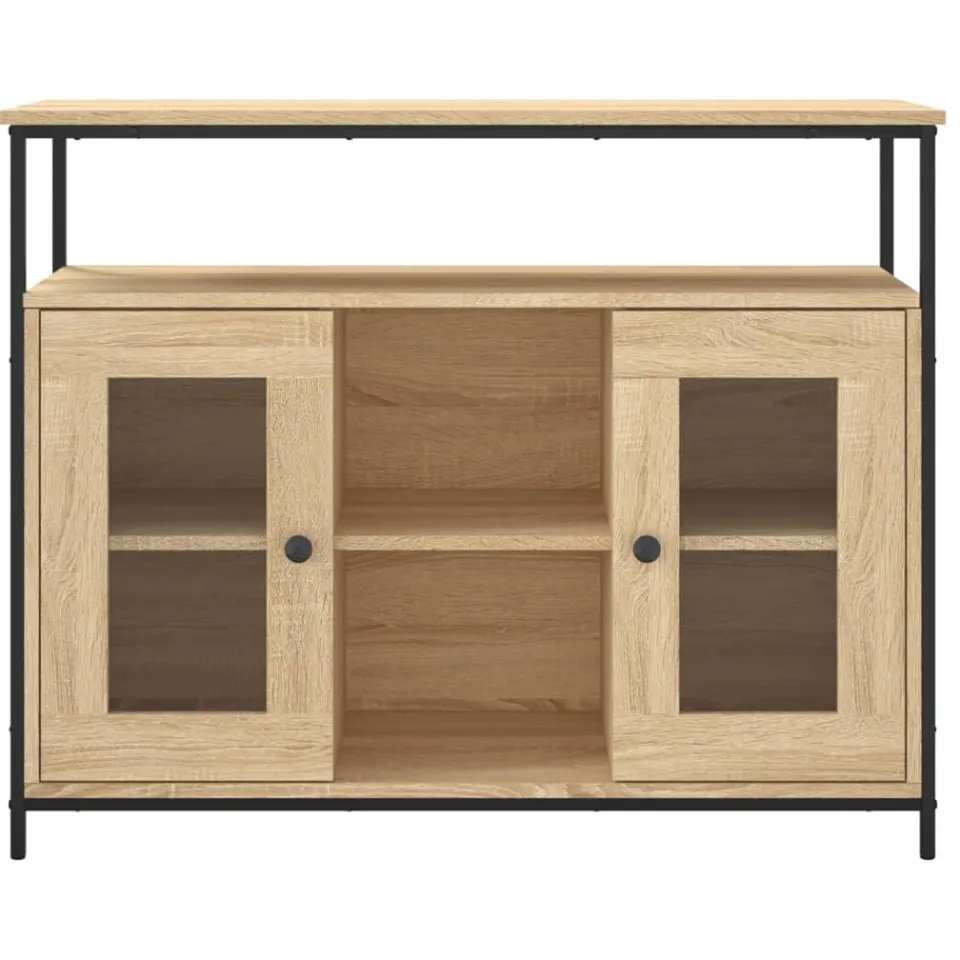 vidaXL Dressoir 100x35x80 cm bewerkt hout sonoma eikenkleurig, foto 4