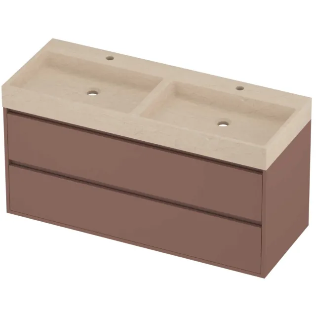Proline Evoli Badmeubelset Hardsteen Loft 2 Laden 120x46x62 cm Sand Stone Beauty Blush Rosé Goud