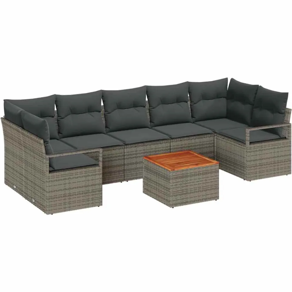 vidaXL Tuinbankenset 8 st Grijs poly rattan