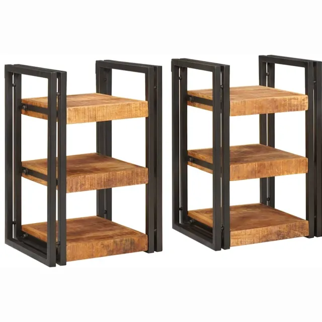 vidaXL Nachtkastje 2 st Bruin en zwart 38 x 33 x 58 cm
