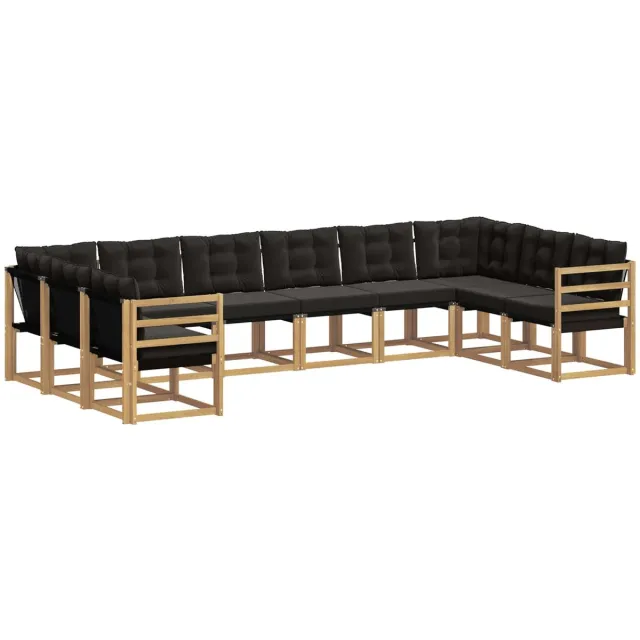 vidaXL Buiten - bank - set - 10 - st - 10-zits - Wit - en - zwart Wit en zwart