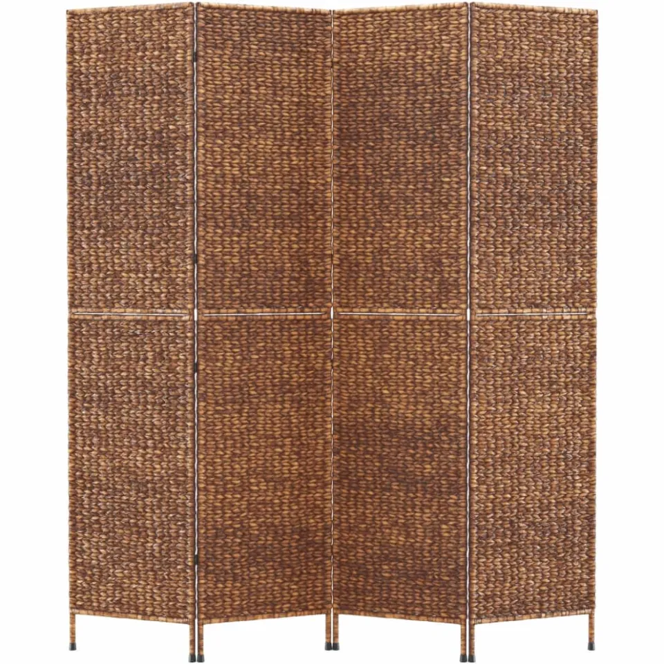 vidaXL Kamerscherm met 4 panelen 163x180 cm waterhyacint bruin
