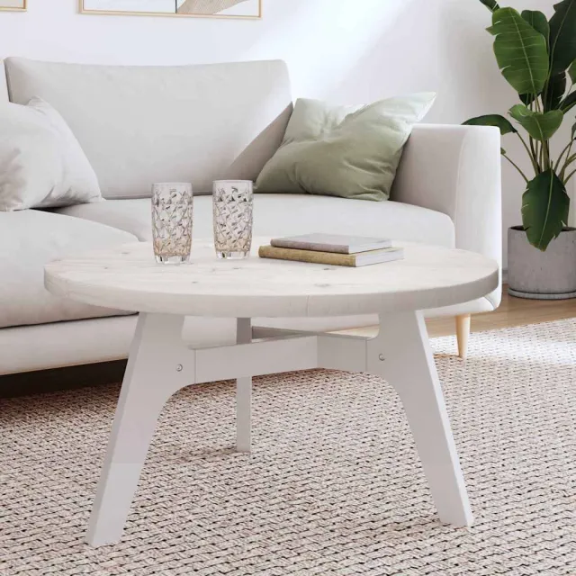 vidaXL Tafelblad rond Ø80x3 cm massief grenenhout wit