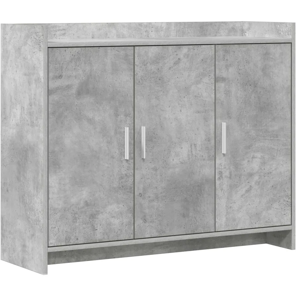 vidaXL Dressoir Betongrijs 98,5 x 33 x 80 cm Bewerkt hout grijs, foto 3