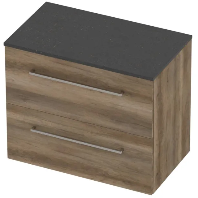 Basic-Line Deck 46 Badmeubelset Voor Grepen 80x46x66 cm Scotch Oak Blue Stone Grijs