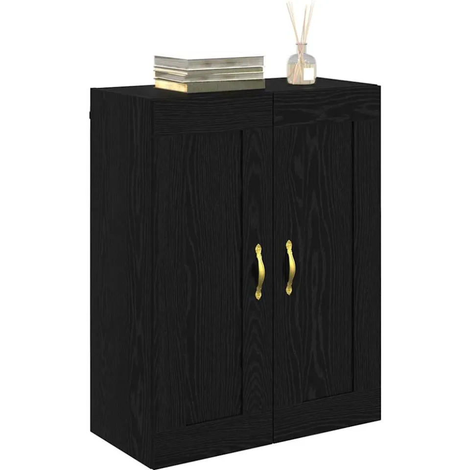 vidaXL Wandkast Zwart Eiken 69,5 x 34 x 90 cm Bewerkt hout