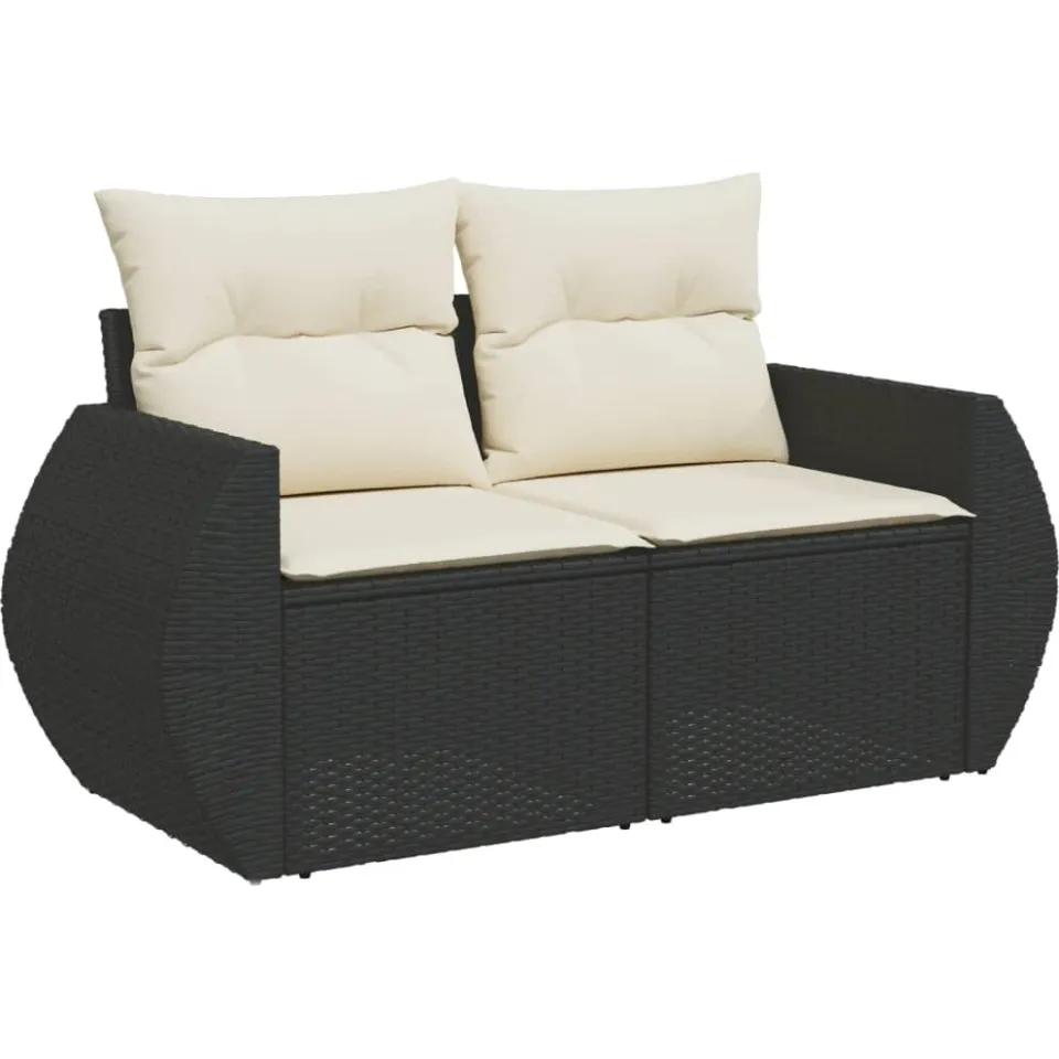 vidaXL 9-delige Loungeset met kussens poly rattan zwart