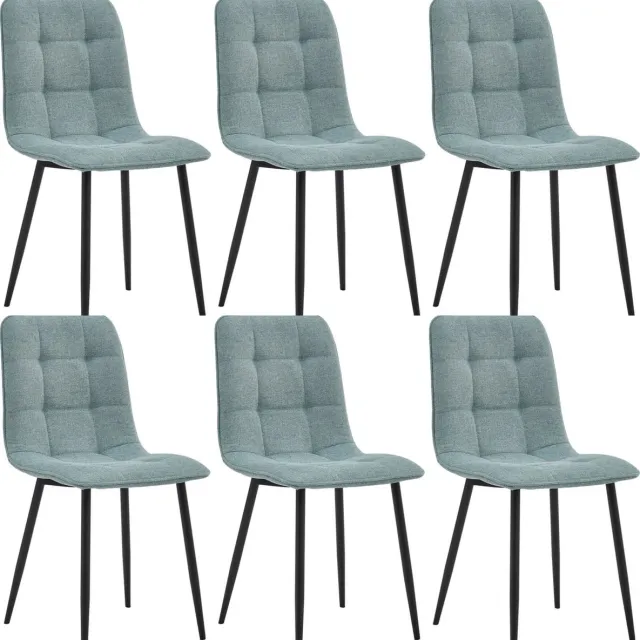 Colenis Ela Eetkamerstoel - Set Van 6 - Turkoois - Linnen - Design