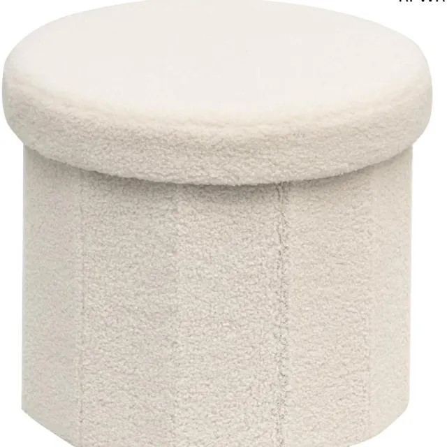 RFWR Inklapbare Zitbank met Opbergruimte en Voetenbank in Hartvorm - Perfect voor Woonkamer, Slaapkamer en Hal - Wit 38 x 38 x 38 cm