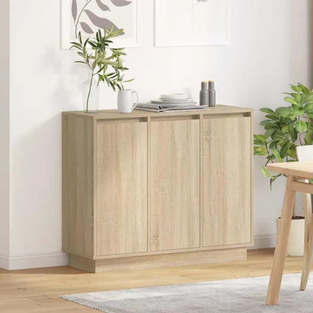 vidaXL LED Sideboard Grijs Sonoma 90 x 32 x 75 cm Bewerkt hout