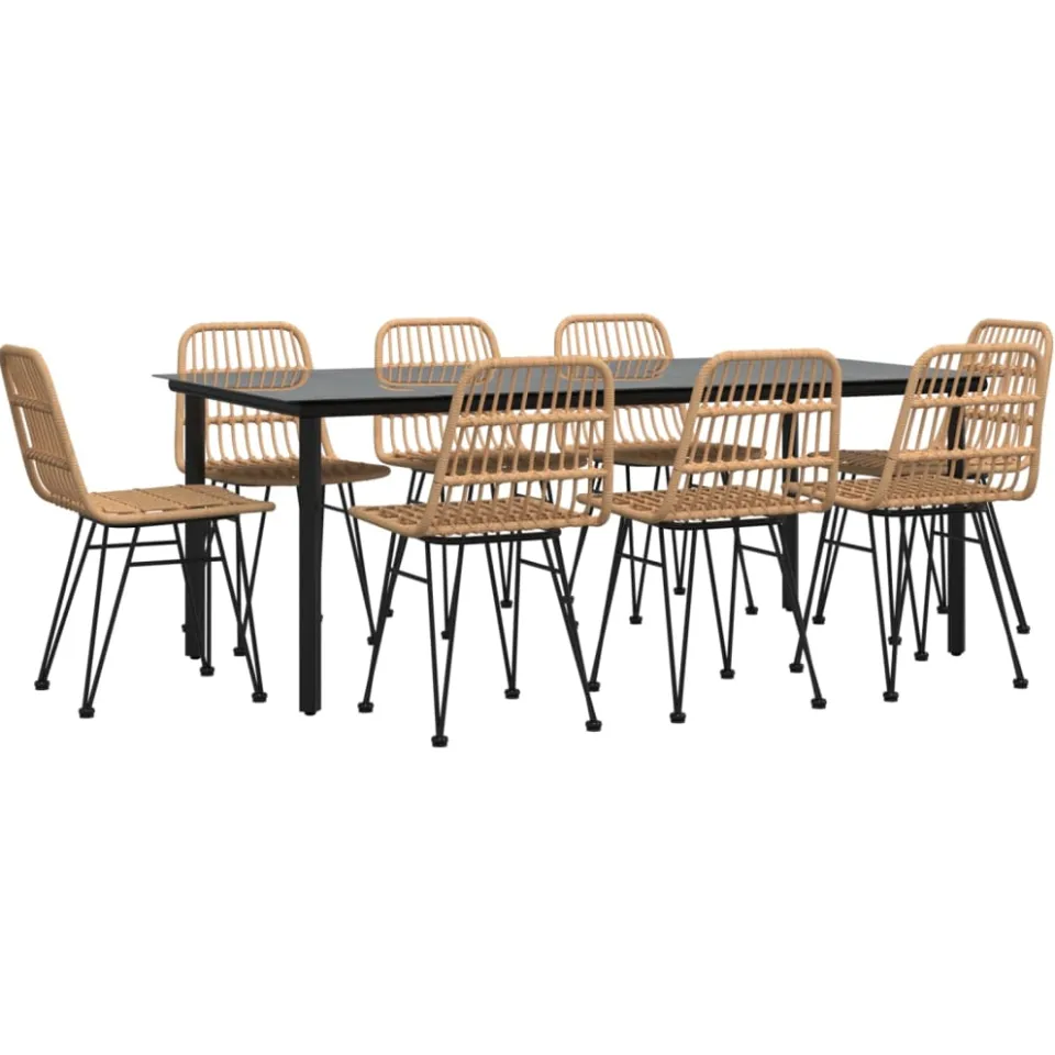 vidaXL 9-delige Tuinset poly rattan Bruin